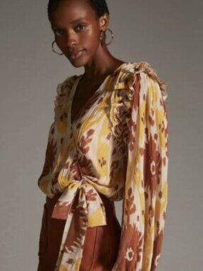Let Me Be Ruffled-Shoulder Wrap Top